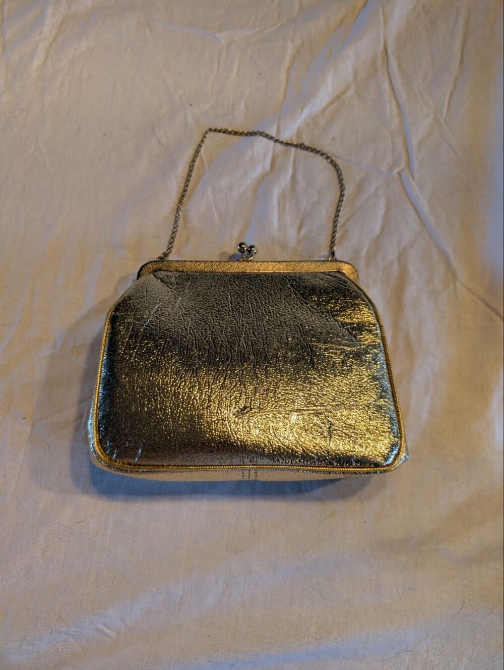 2/40$ Metallic Gold Evening Clutch with Chain Strap